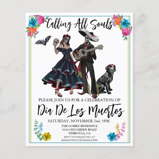 Dag van de Dode Dia De los Muertos Fiesta (Voorkant)