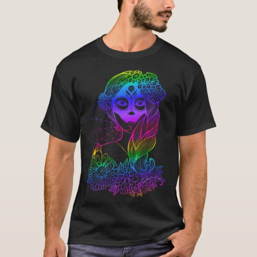 Dag van de dode dia de los Muertos Sugar Skull Mex T-shirt (Voorkant)
