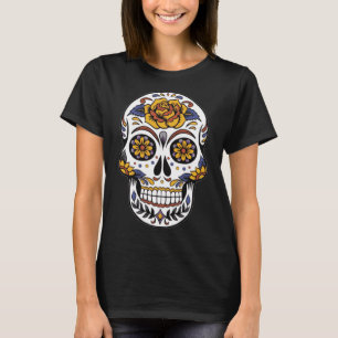 Dag van de Dode Dia De Muertos bloemsuiker Schedel T-shirt