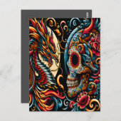 Dag van de dode draak en schedel briefkaart (Voorkant / Achterkant)