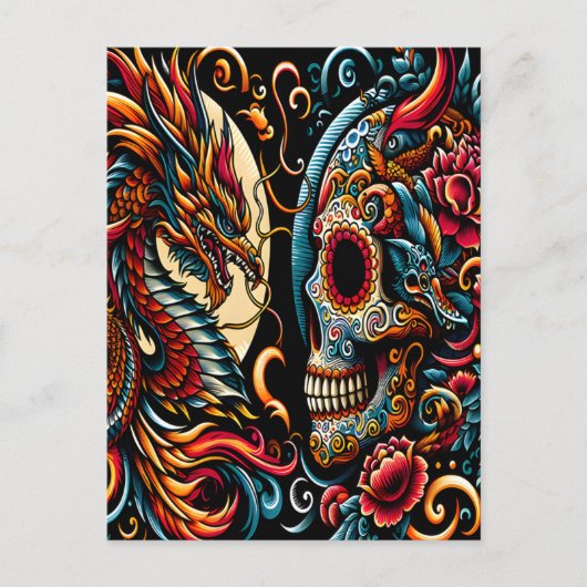 Dag van de dode draak en schedel briefkaart (Voorkant)