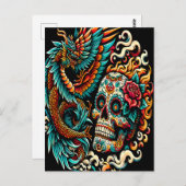 Dag van de dode draak en schedel briefkaart (Voorkant / Achterkant)