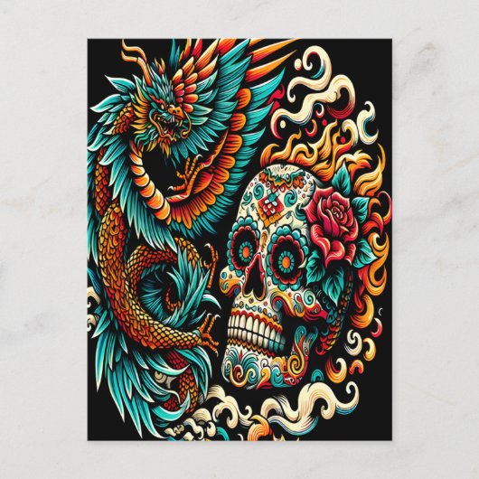 Dag van de dode draak en schedel briefkaart (Voorkant)