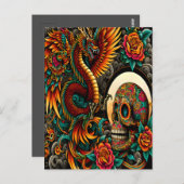 Dag van de dode draak en schedel briefkaart (Voorkant / Achterkant)