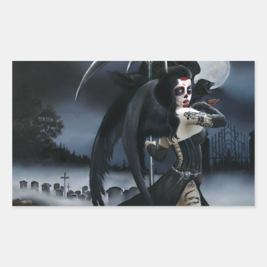 Dag van de dode engel rechthoekige sticker (Voorkant)