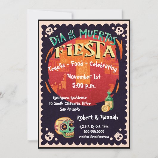 Dag van de dode familie Fiesta-feestdag Kaart (Achterkant)