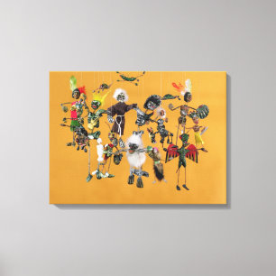 Dag van de dode figuren uit Oaxaca Canvas Afdruk