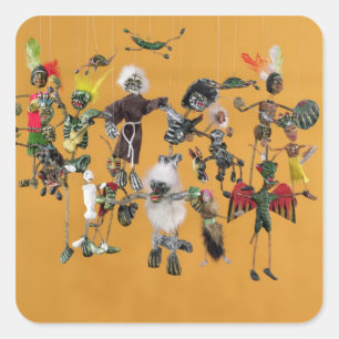 Dag van de dode figuren uit Oaxaca Vierkante Sticker