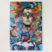 Dag van de dode flora schedel legpuzzel (Verticaal)