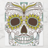 Dag van de dode flora schedel wijn etiket (Enkel label)