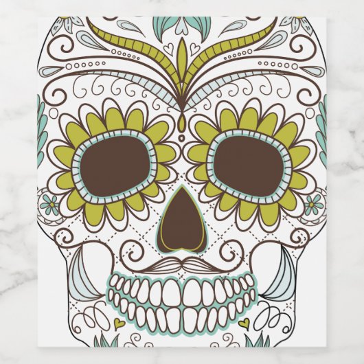 Dag van de dode flora schedel wijn etiket (Enkel label)