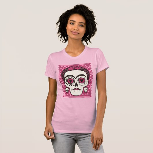 Dag van de Dode Frida Kahlo Sugar Skull T-Shirt (Voorkant volledig)
