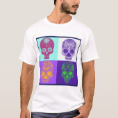 Dag van de dode funky schedels t-shirt (Voorkant)