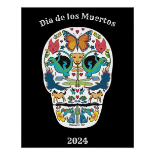 Dag van de Dode Geest Animal Sugar Skull Poster