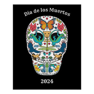 Dag van de Dode Geest Animal Sugar Skull Poster