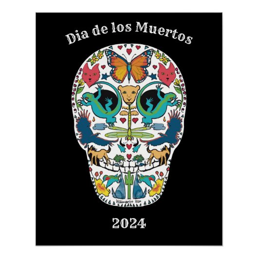 Dag van de Dode Geest Animal Sugar Skull Poster (Voorkant)