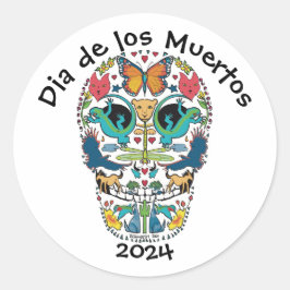 Dag van de Dode Geest Dierlijke Suiker Schedel Sti Ronde Sticker