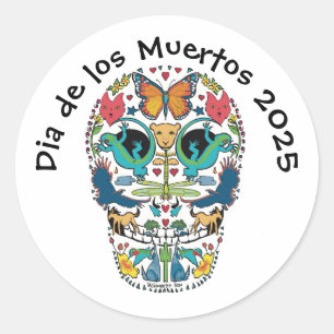 Dag van de Dode Geest Dierlijke Suiker Schedel Sti Ronde Sticker