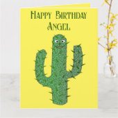 Dag van de Dode Gelukkige Cactus Aangepaste Verjaa Kaart (Gele Bloem)