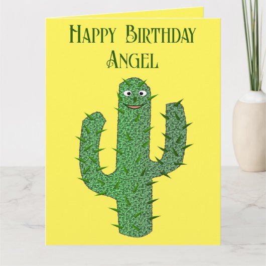 Dag van de Dode Gelukkige Cactus Aangepaste Verjaa Kaart (Voorkant)