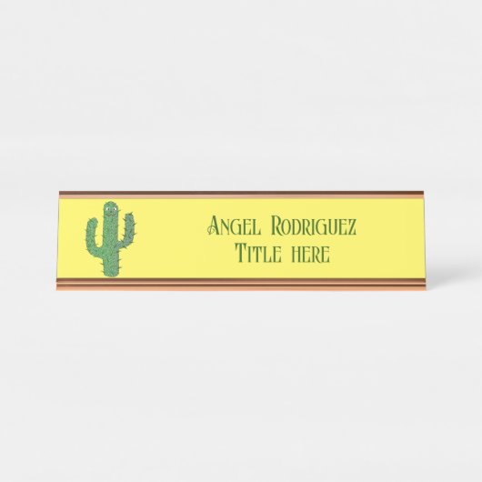 Dag van de Dode Gelukkige Cactus Custom Bureau Naambordje (Voorkant)