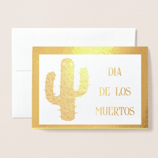 Dag van de Dode Gelukkige Cactus Custom Folie Kaarten (Voorkant met envelop)