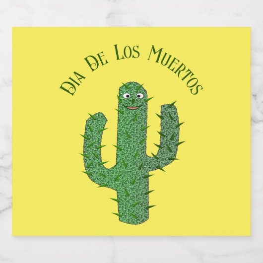 Dag van de Dode Gelukkige Cactus Custom Likeurfles Etiket (Enkel label)