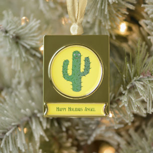 Dag van de Dode Gelukkige Cactus Custom Verguld Banner Ornament