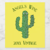 Dag van de Dode Gelukkige Cactus Custom Wijn Etiket (Enkel label)