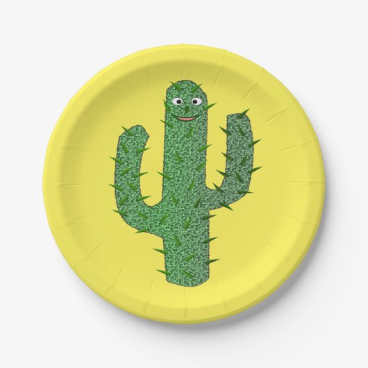 Dag van de Dode Gelukkige Cactus Papieren Bordje (Voorkant)