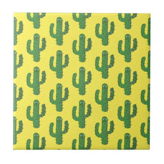 Dag van de Dode Gelukkige Cactus Patterned Tegeltje (Voorkant)