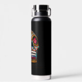 Dag van de Dode, geverfde Macabre schedel Waterfles (Achterkant)