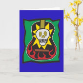 Dag van de Dode Gitaar Skul Blauwe w/Green Kaart (Gele Bloem)