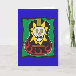 Dag van de Dode Gitaar Skul Blauwe w/Green Kaart