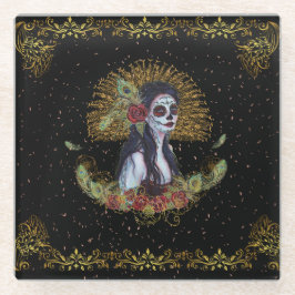 Dag van de dode gotische kunst van Renee Lavoie Glazen Onderzetter