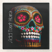 Dag van de dode halloween Cute Painted Skull Glazen Onderzetter (Voorkant)