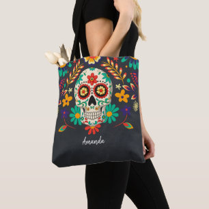 Dag van de dode halloween personaliseer de schedel tote bag