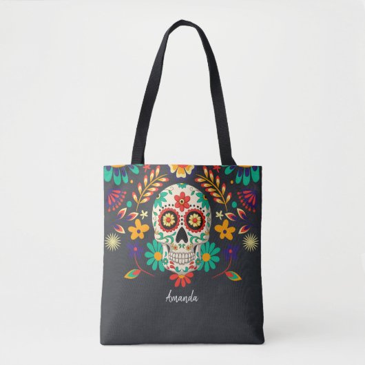 Dag van de Dode Halloween Personaliseer Sugar Skul Tote Bag (Voorkant)