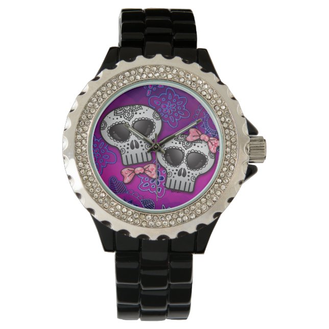 Dag van de Dode Halloween Skull Dia de los Muertos Horloge (Voorkant)