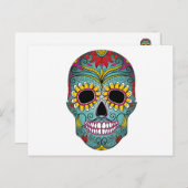 Dag van de dode, heldere schedel briefkaart (Voorkant / Achterkant)