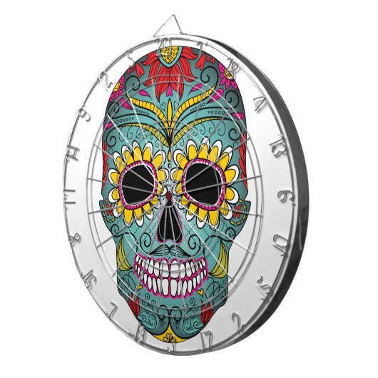 Dag van de dode, heldere schedel dartbord (Voorkant Rechts)