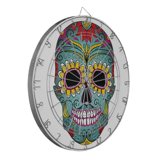 Dag van de dode, heldere schedel dartbord (Voorkant Links)