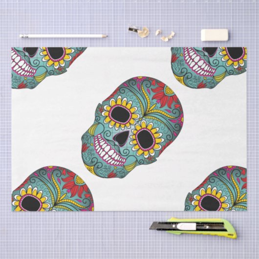 Dag van de dode, heldere schedel tissuepapier (Craft)