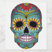 Dag van de dode, heldere schedel wijn etiket (Enkel label)