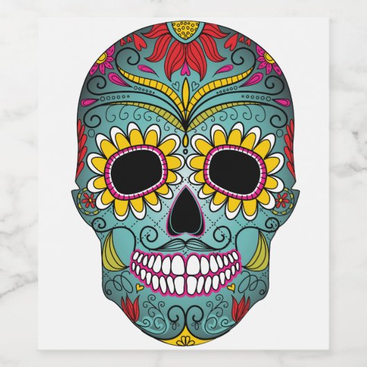 Dag van de dode, heldere schedel wijn etiket (Enkel label)