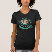 Dag van de Dode Kat Schedel met Bloemen T-shirt (Voorkant)