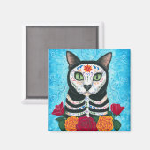 Dag van de Dode Kat Sugar Skull Art Magnet (Voorkant / Achterkant)