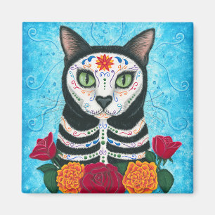 Dag van de Dode Kat Sugar Skull Art Magnet