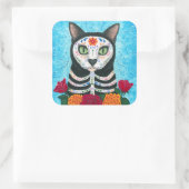 Dag van de Dode Kat Sugar Skull Art Sticker (Tas)
