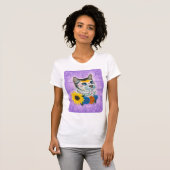 Dag van de dode kat Zonnebloemen Suiker schedel Ka T-shirt (Voorkant volledig)